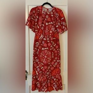 RHODE x Target Women's Zinnia Floral Print Bell Sleeve Midi Dress NWT